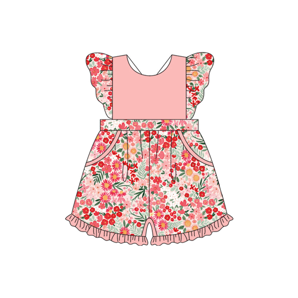Toddle girls pink floral summer jumpsuit preorder