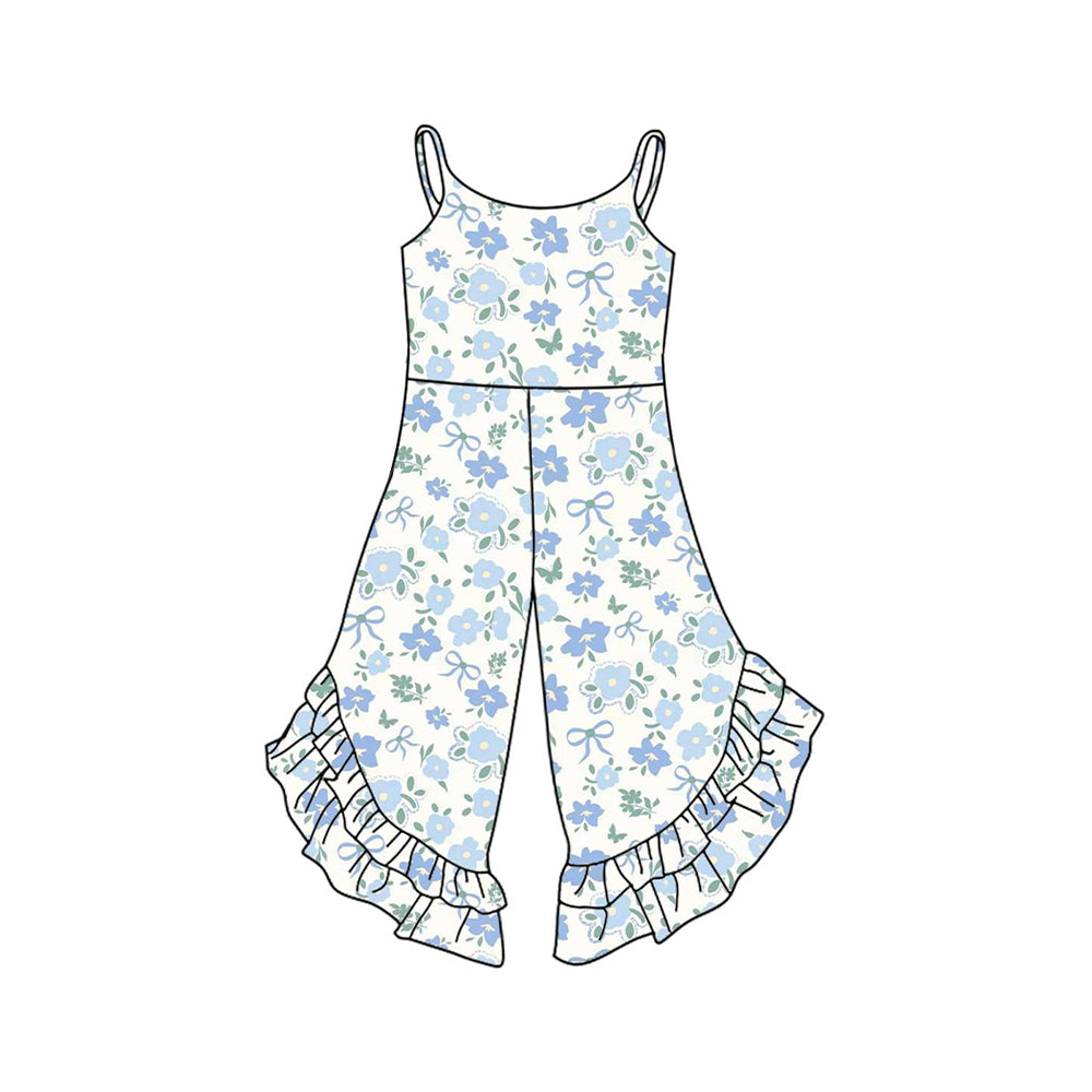 Toddle girls blue bow floral summer jumpsuit preorder
