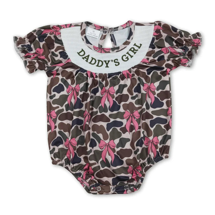 Embroidery Daddys girl floral romper preorder
