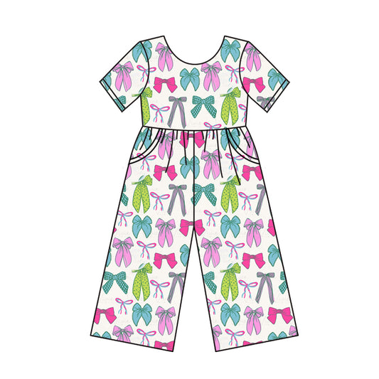 Colorful bow toddle girls jumpsuit preorder