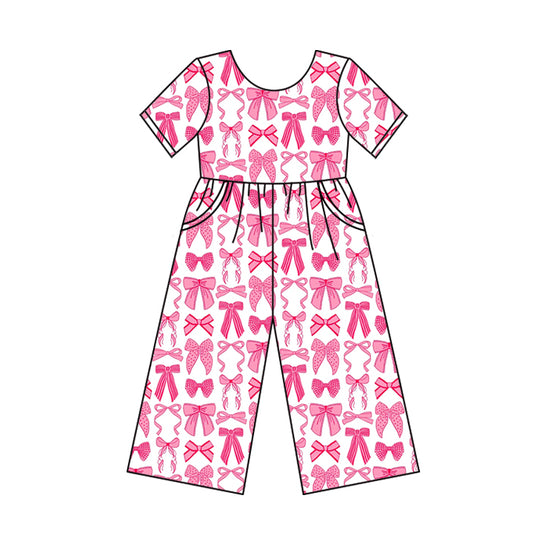 Pink bow toddle girls jumpsuit preorder