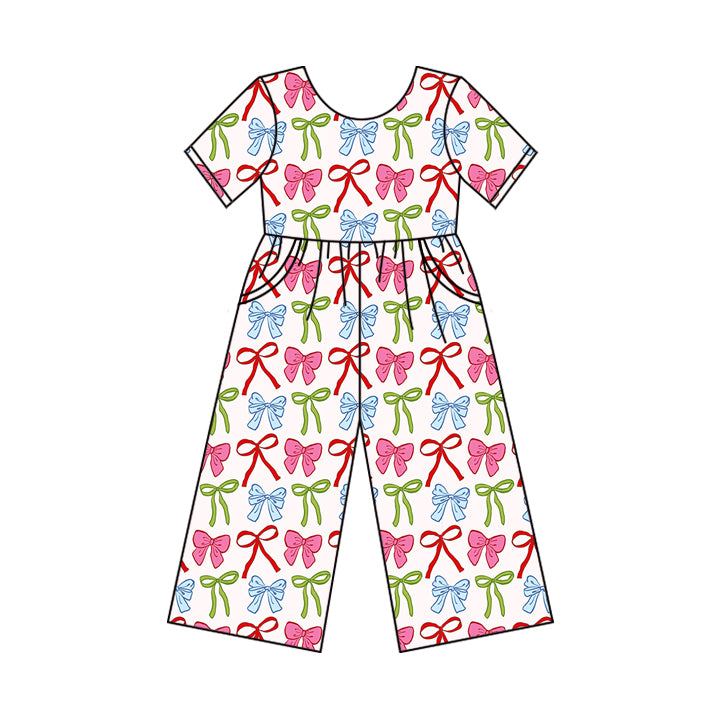 Rianbow color bow toddle girls jumpsuit preorder