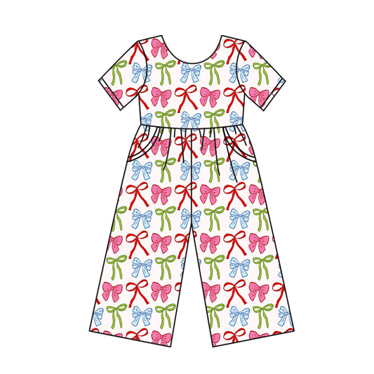 Rianbow color bow toddle girls jumpsuit preorder