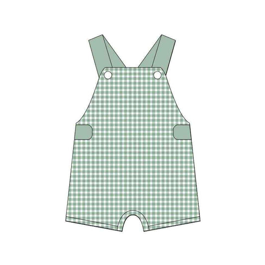 Toddle baby boy green plaid romper preorder