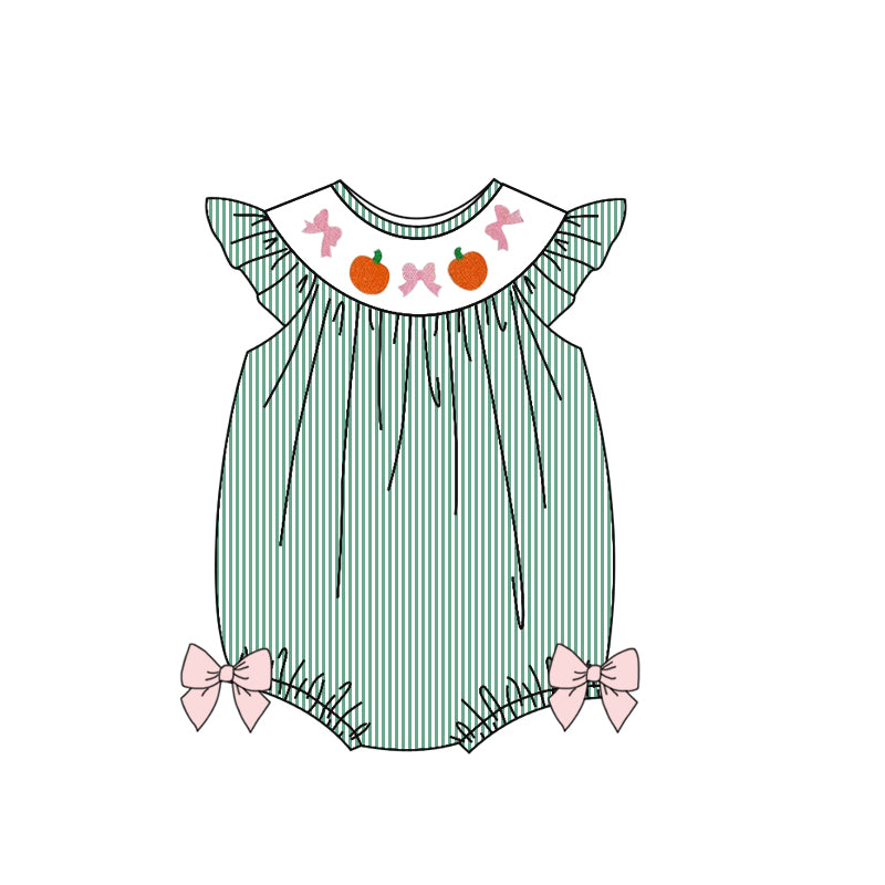Toddle baby girls fall pumpkin bow romper preorder
