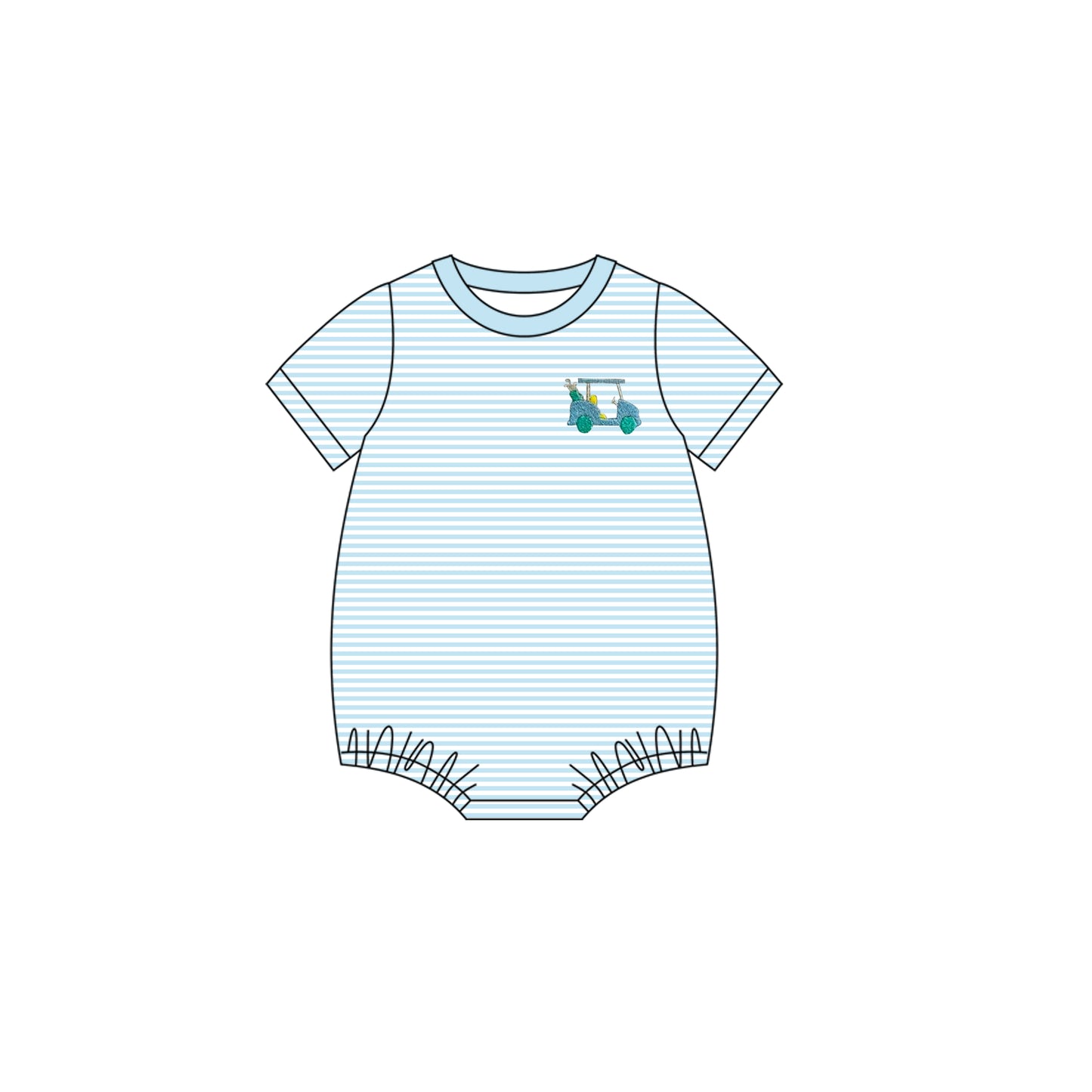 Blue stripes golf design toddle baby short sleeve romper preorder