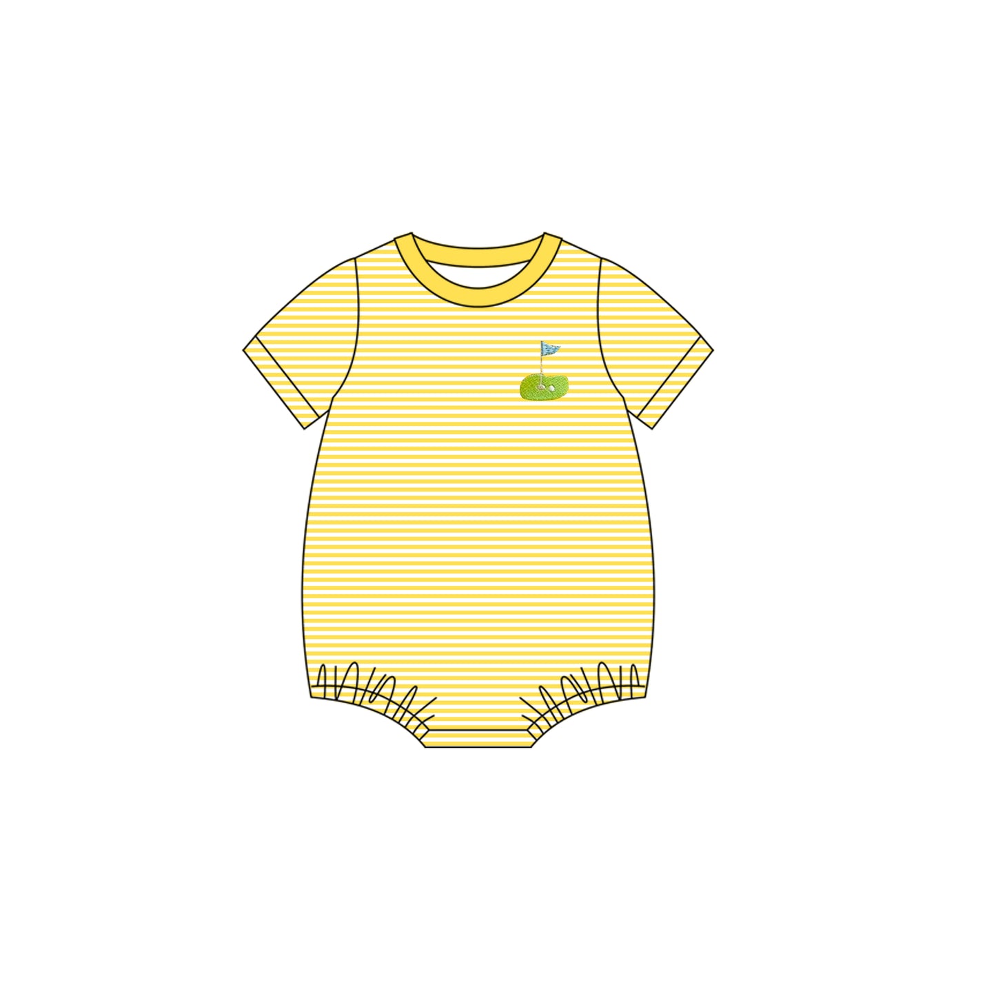 Yellow stripes golf design toddle baby short sleeve romper preorder
