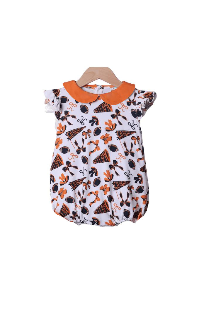 Toddle girls orange team design romper preorder