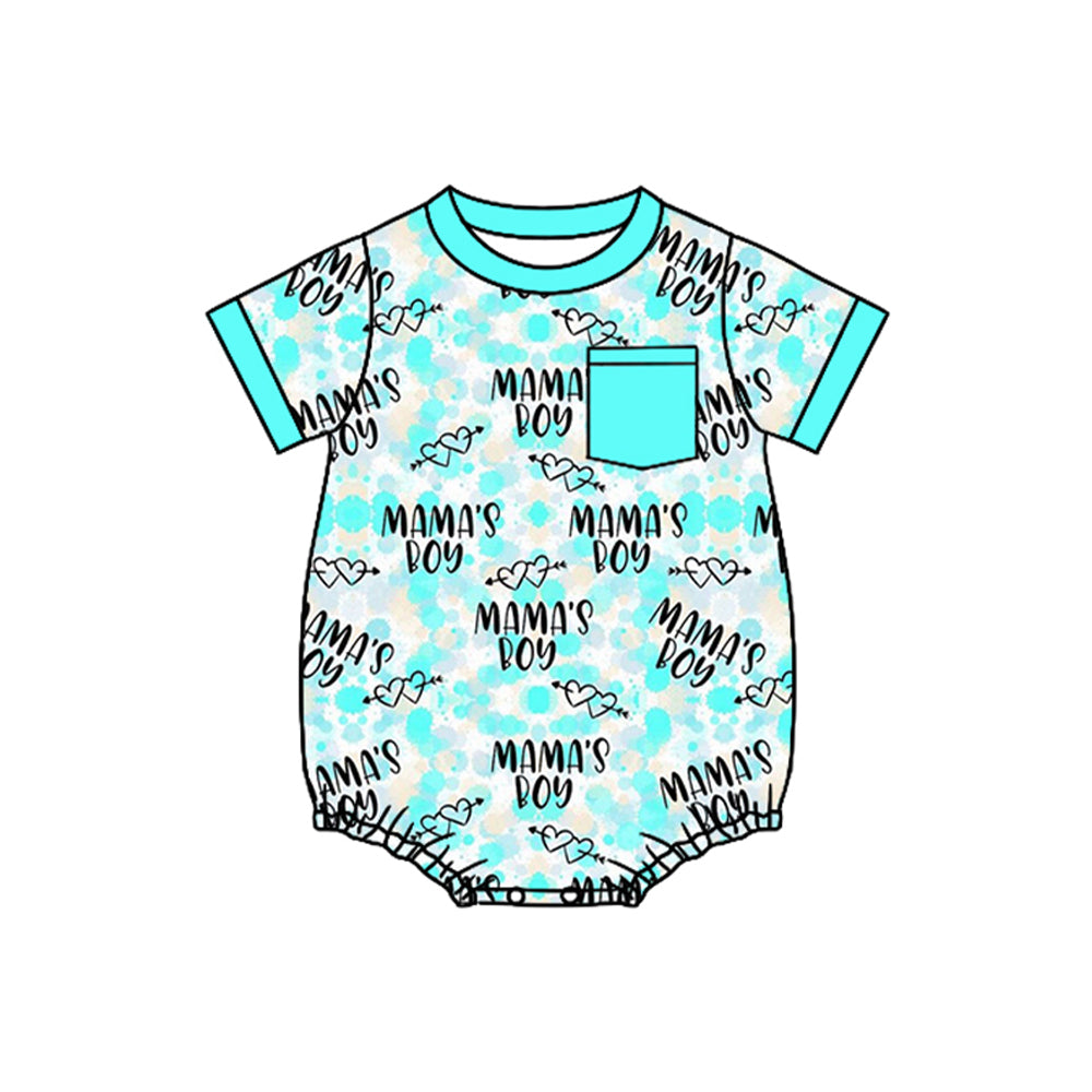 Mamas boy Mothers day short sleeve pocket romper preorder