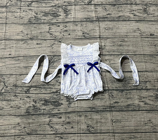 Easter bunny floral baby girl embroidery romper preorder