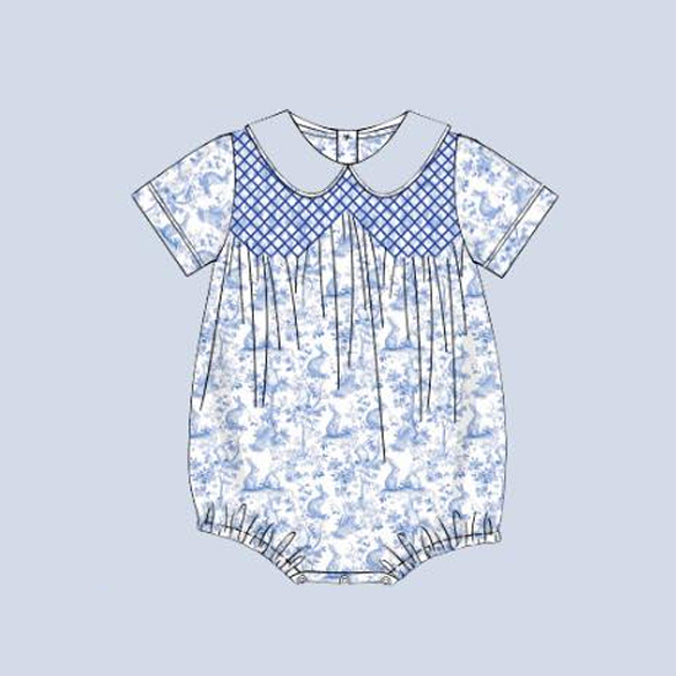 Easter bunny floral baby boys romper preorder