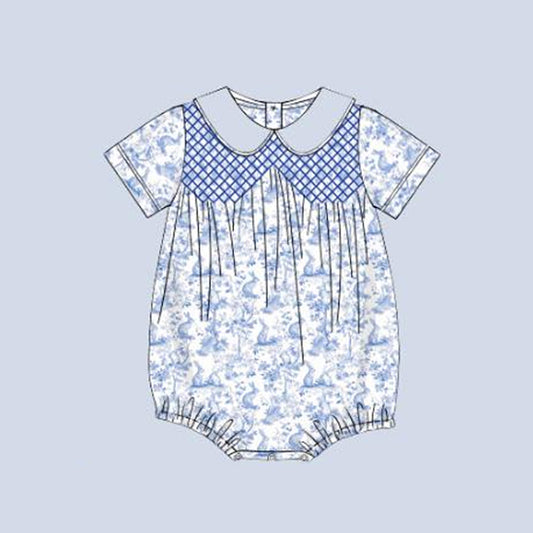 Easter bunny floral baby boys romper preorder