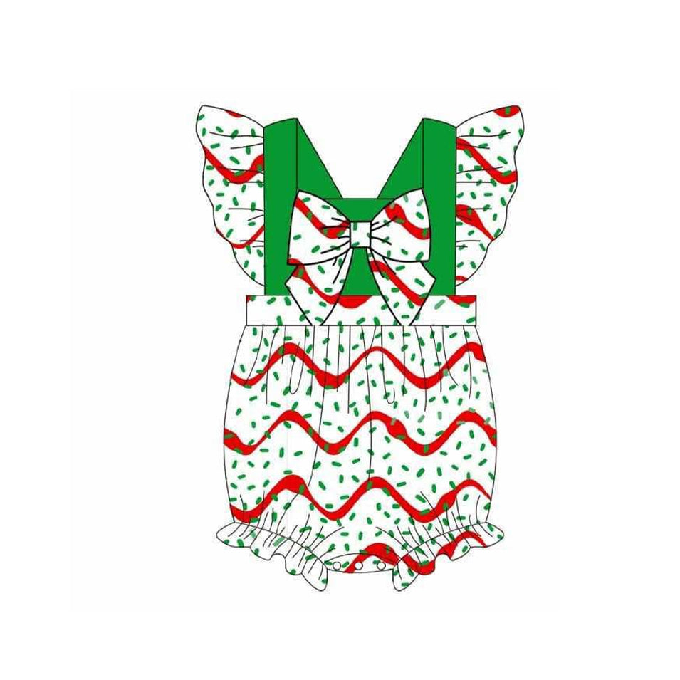 Christmas tree cake girls romper preorder
