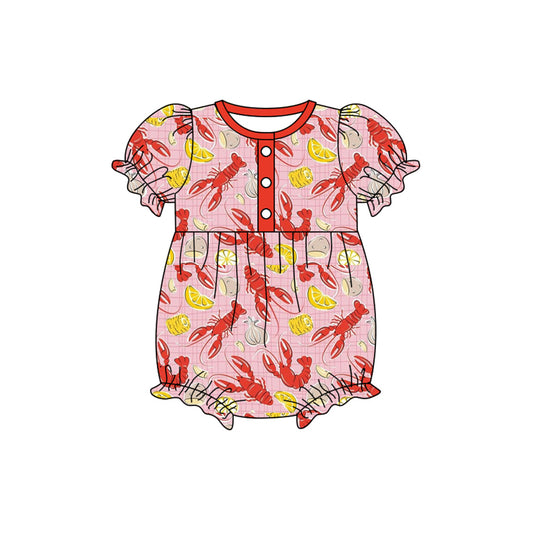 Crawfish corn print baby girls romper preorder