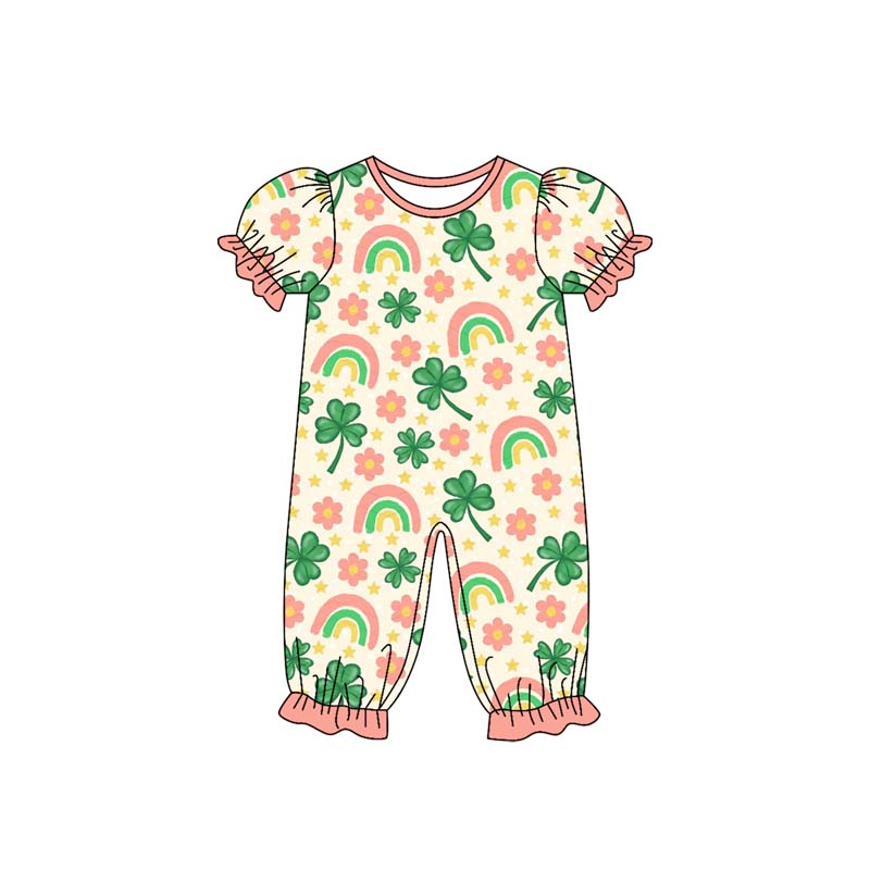 Saint Patrick's Day baby girl short sleeve romper preorder