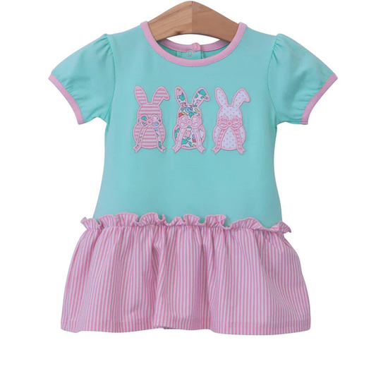 Easter floral bunny toddle girls short sleeve romper preorder