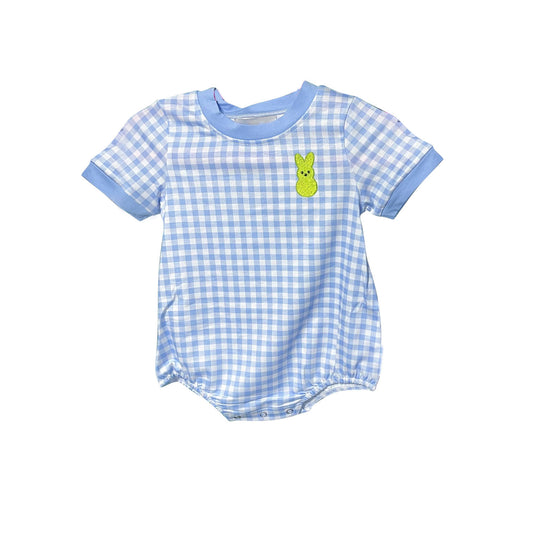 baby boy Easter bunny blue plaid romper preorder