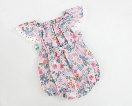 Easter bunny floral design toddle girls romper preorder