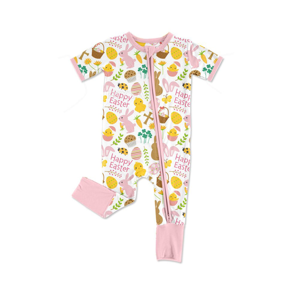 Happy Easter bunny floral toddle baby short sleeve romper preorder