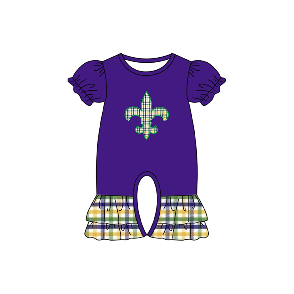 Mardi Gras toddle baby short sleeve romper preorder