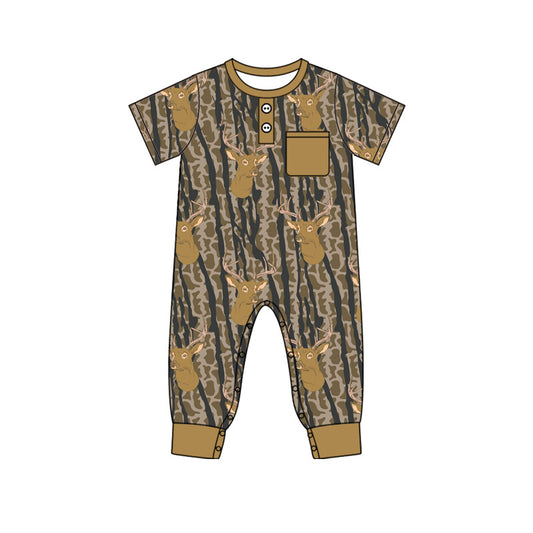 Deer Camo design boy short sleeve romper preorder