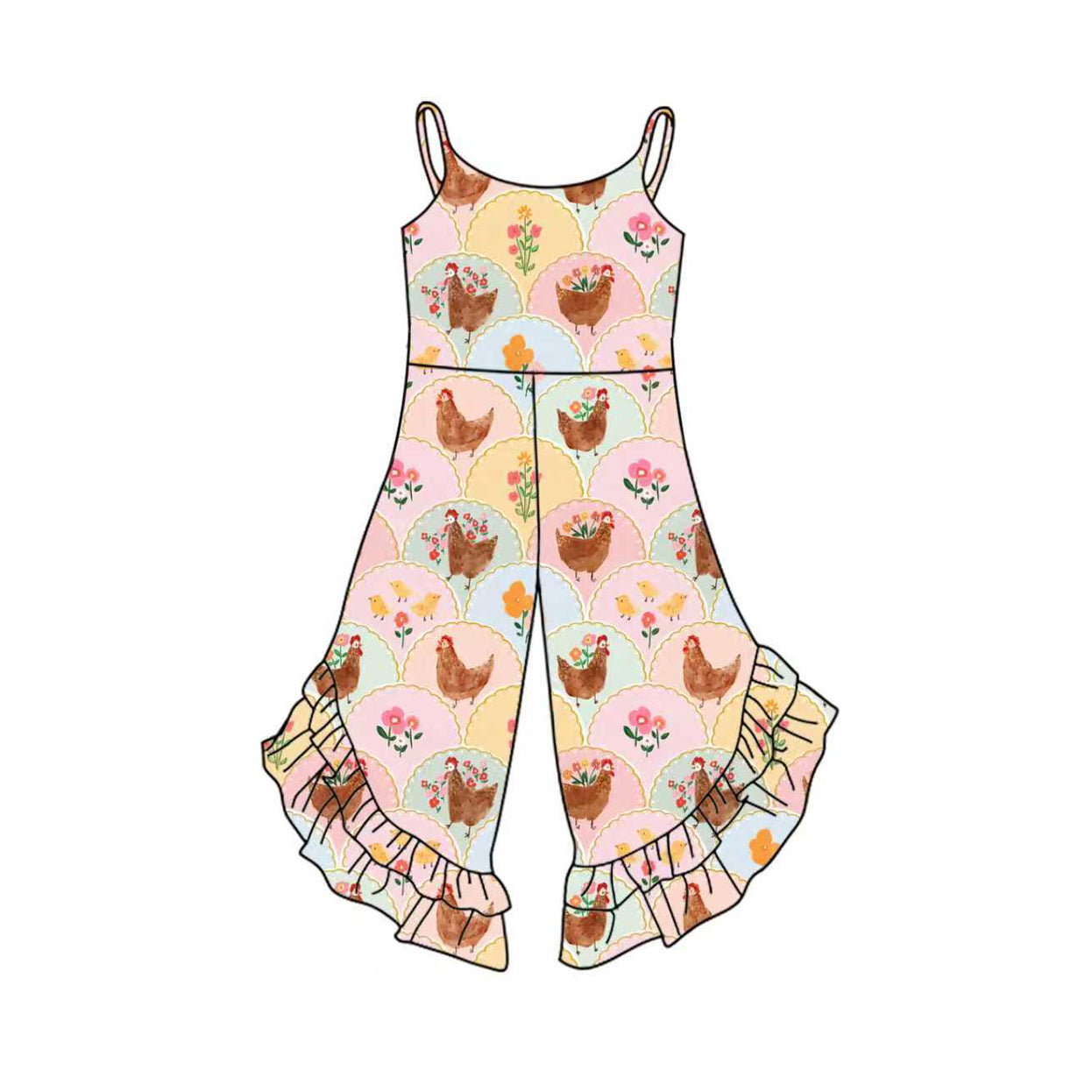 Toddle girls Chicken flowers jumpsuit preorder