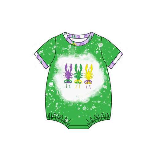 Crawfish design baby girls short sleeve Mardi Gras romper preorder