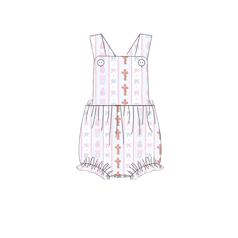 Easter cross bow design girls boutique romper preorder
