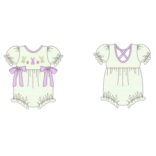 Easter three bunny toddle baby romper preorder
