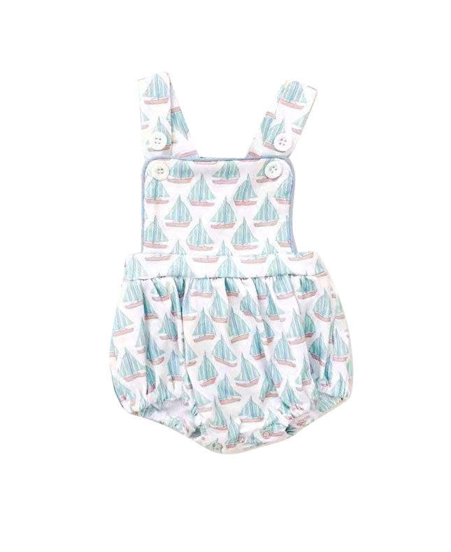 Toddle baby boy sailboat summer romper preorder