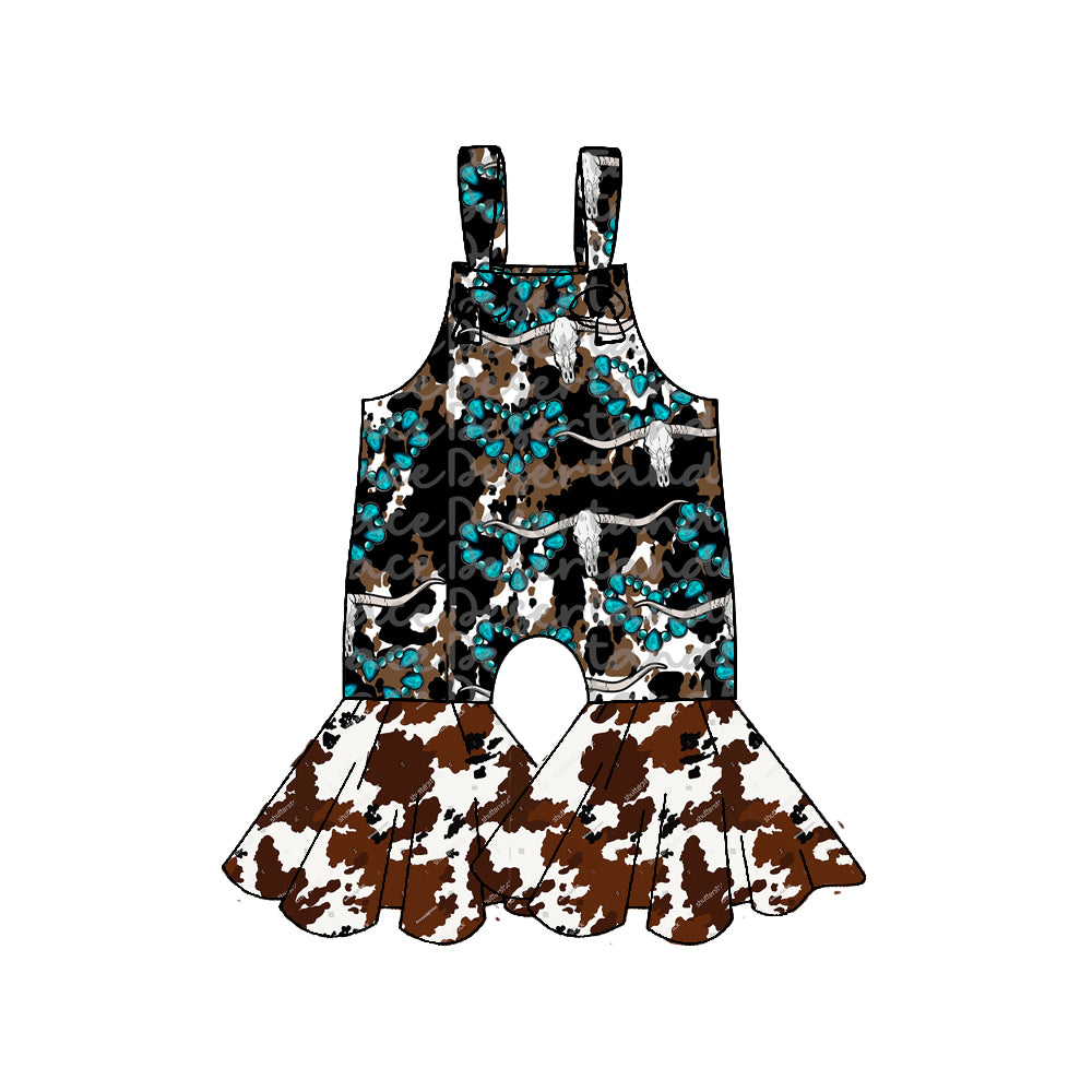 Toddle girls western cow romper preorder