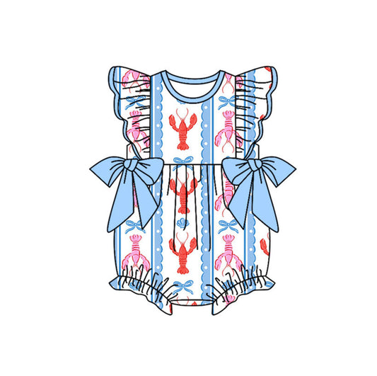 Crawfish design toddle baby girls romper preorder