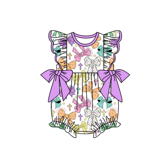 Easter cross bow design toddle baby girls romper preorder
