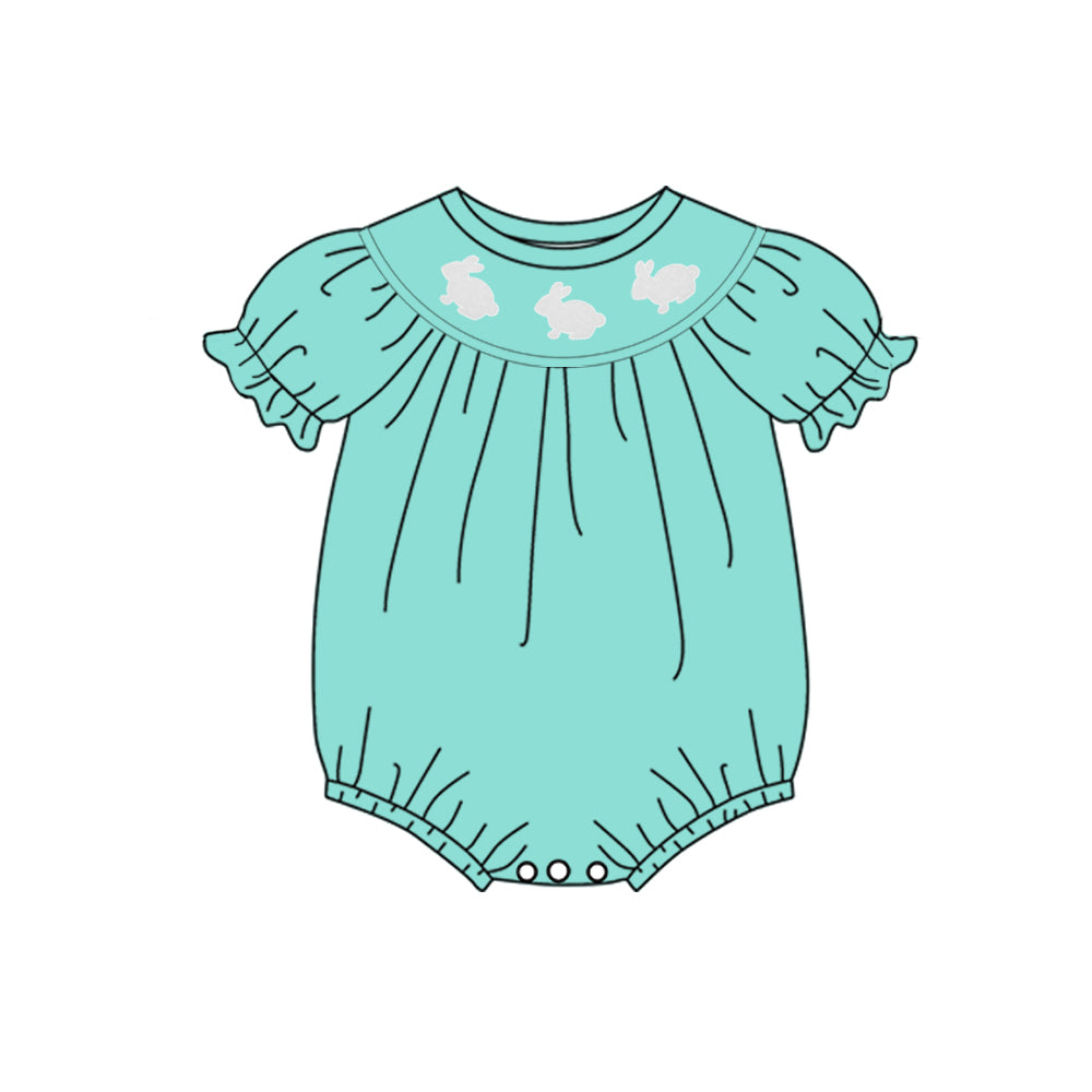 Toddle baby easter bunny aqua short sleeve romper preorder