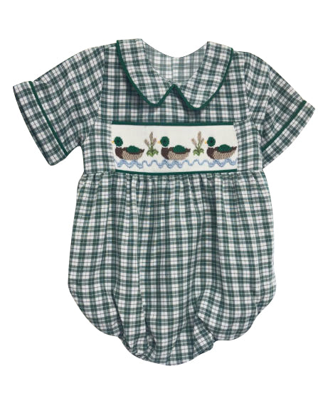 Mallard duck plaid design toddle girls summer romper preorder