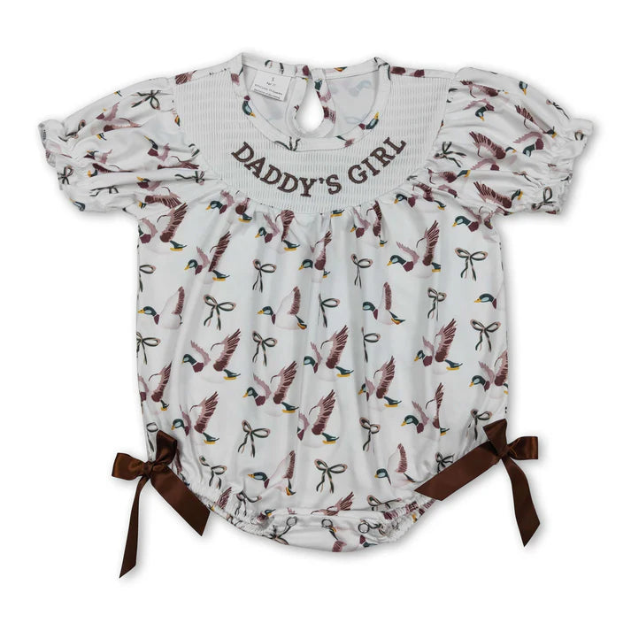 USA SHOP Embroidery Daddys girl mallard duck baby romper