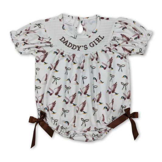 USA SHOP Embroidery Daddys girl mallard duck baby romper