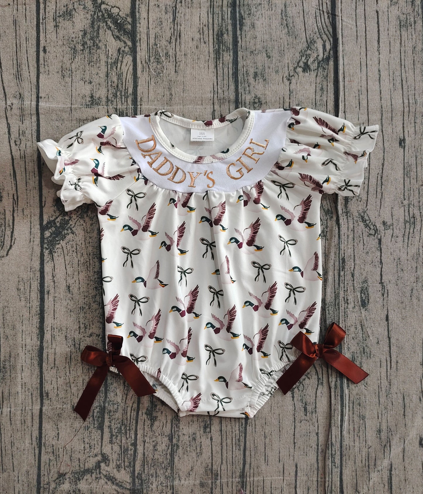 Embroidery Daddys girl mallard duck baby romper preorder
