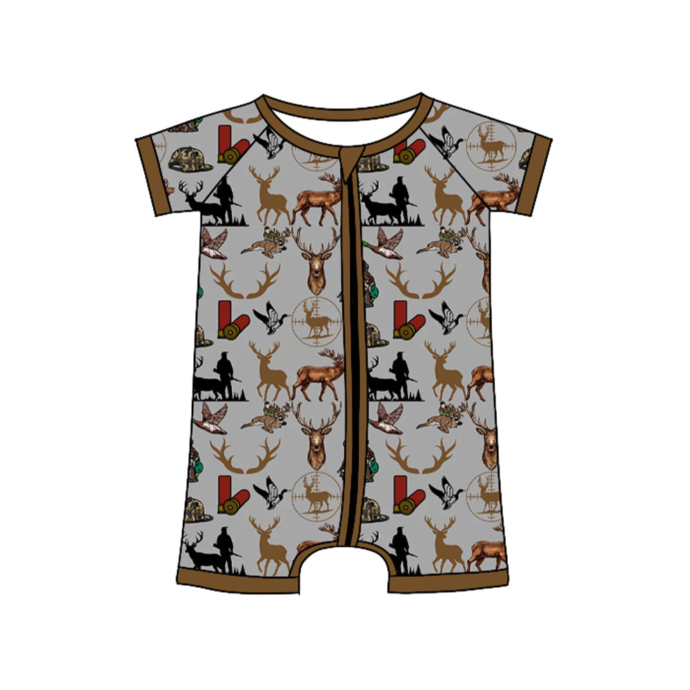 Baby boy gone hunting short  sleeve romper preorder
