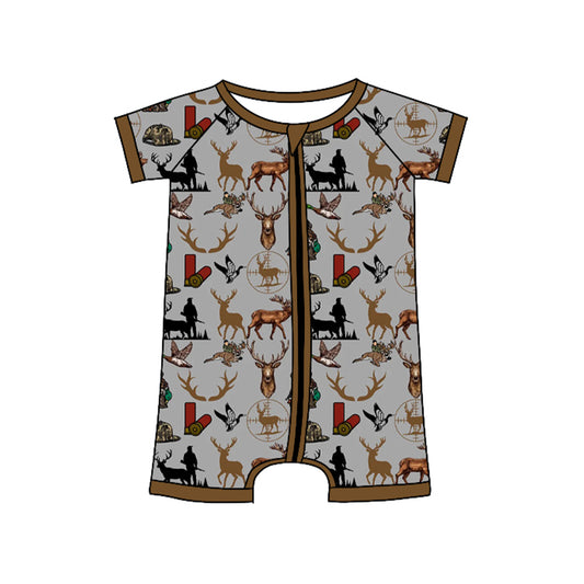 Baby boy gone hunting short  sleeve romper preorder