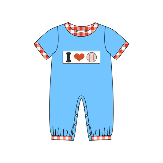 Baby boy I love baseball short sleeve romper preorder