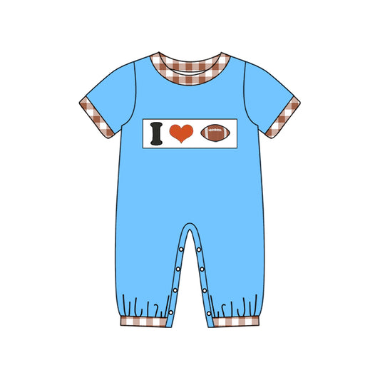 Baby boy I love football short sleeve romper preorder