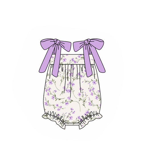 Baby girl lavender floral summer romper preorder