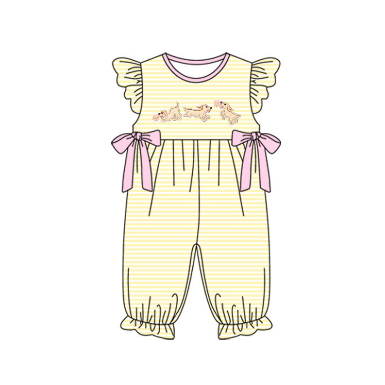 Baby girl dog print summer romper preorder