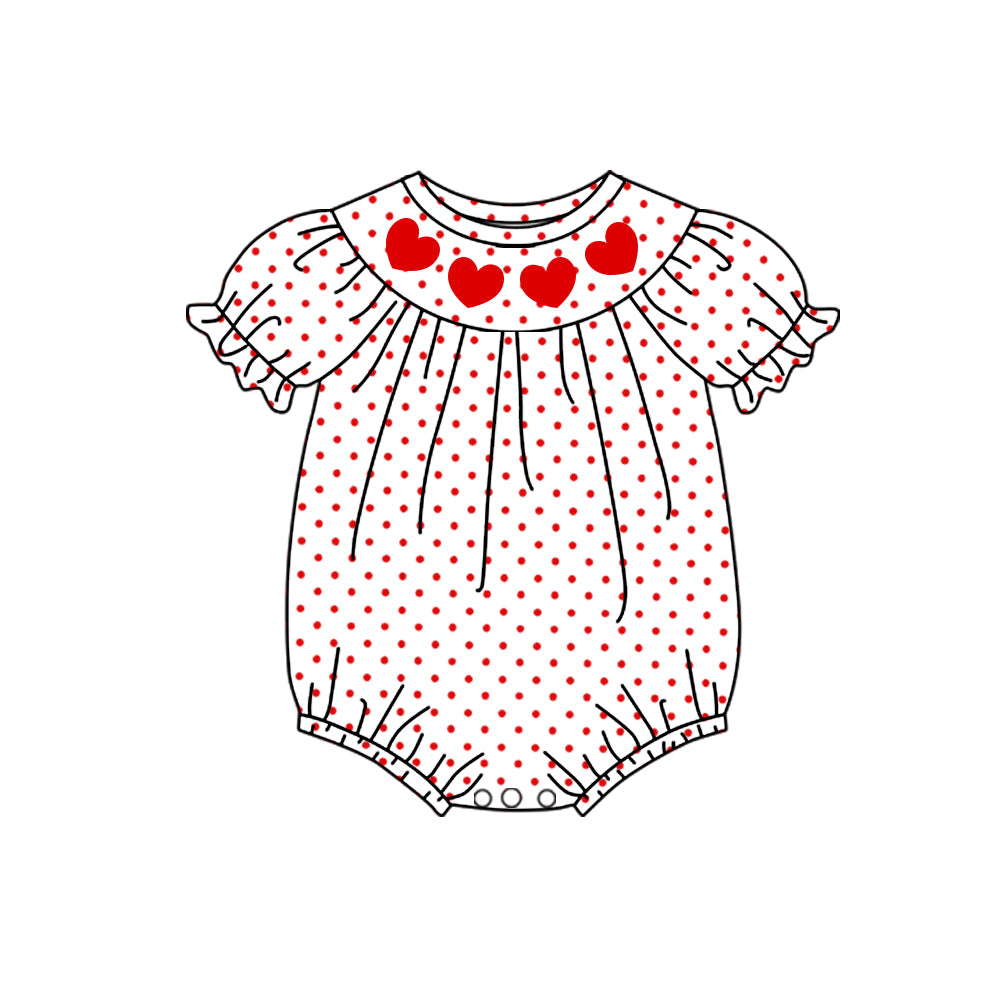 Valentines heart toddle girls short sleeve romper preorder