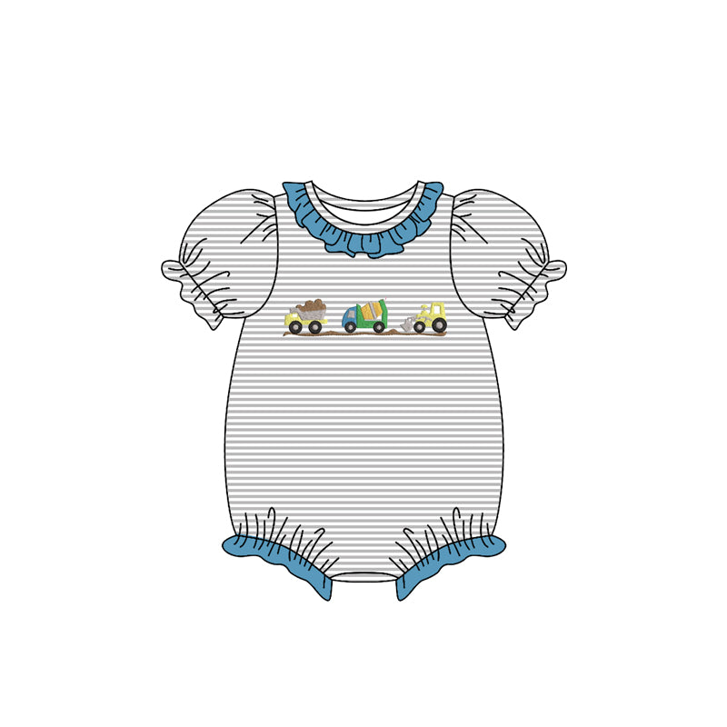 Construction print toddle baby girls romper preorder