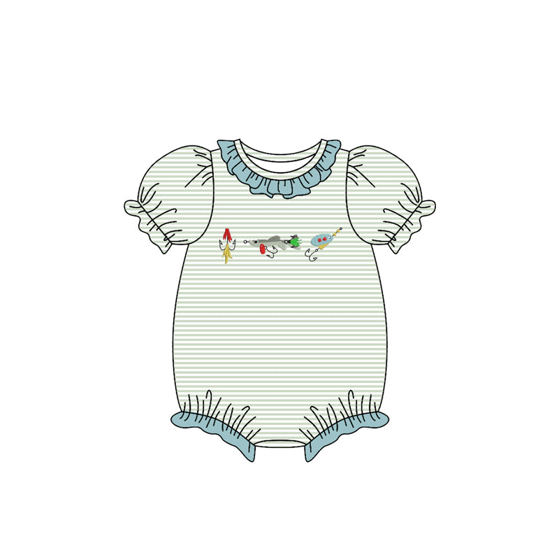 fishing print toddle baby girl romper preorder