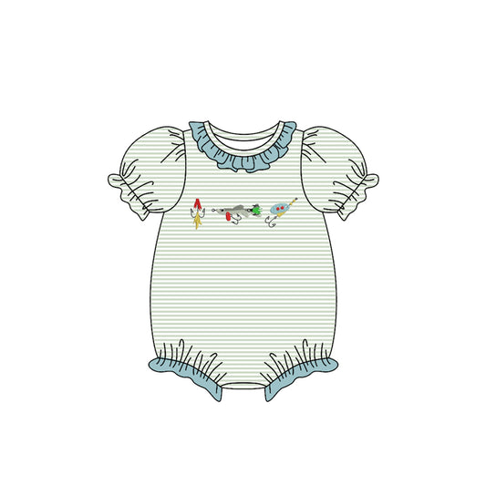 fishing print toddle baby girl romper preorder