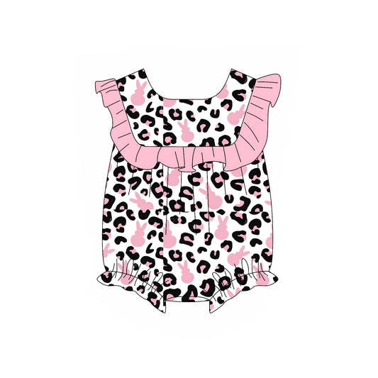 Easter bunny leopard print baby romper preorder
