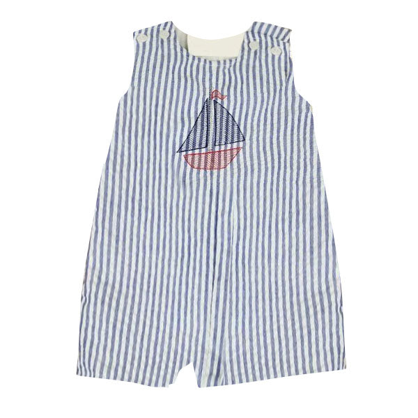 Sailboat print baby boy summer romper preorder